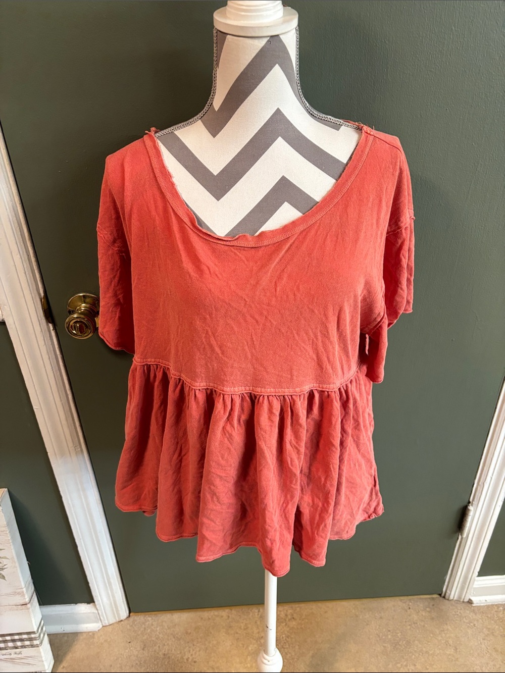 We The Free Coral Peplum Scoop-Neck Tunic